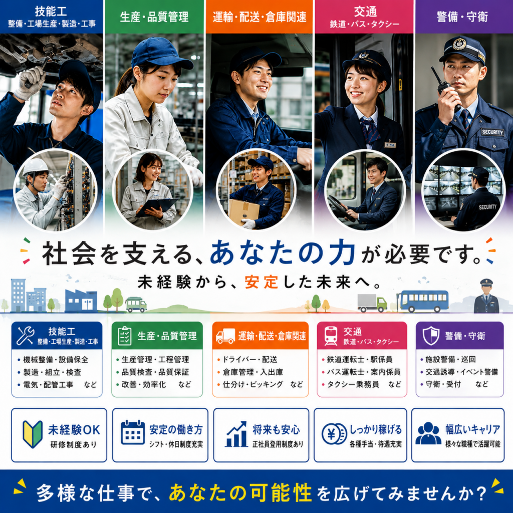 技能工・設備・交通・運輸｜正社員（無期契約）