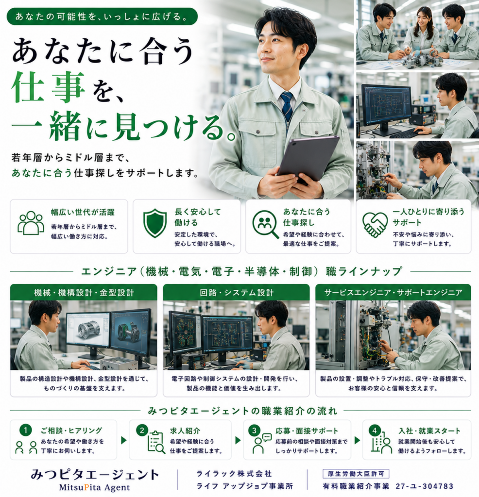 エンジニア【機械・電気・電子・半導体・制御】｜正社員（無期契約）