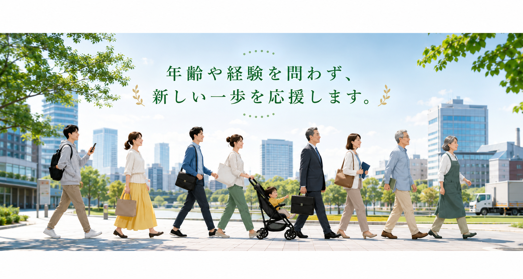 年齢や経験を問わず、新しい一歩を応援します。関西で働くさまざまな世代の人々