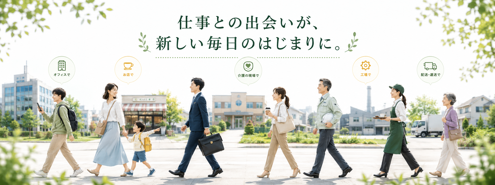 さまざまな仕事との出会いが、新しい毎日の始まりになるイメージ
